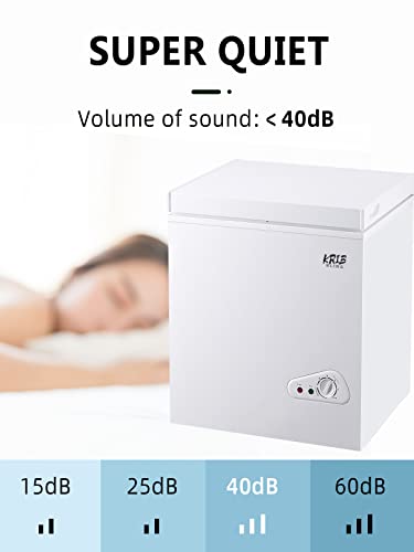 Krib Bling 3.5 Cu.Ft Deep Compact Freezer with a Removable Basket, Chest Freezer 7 Gears Temperature Control(-18°F to -46°F), for House, Garage, Kitchen, Basement, Shop, White