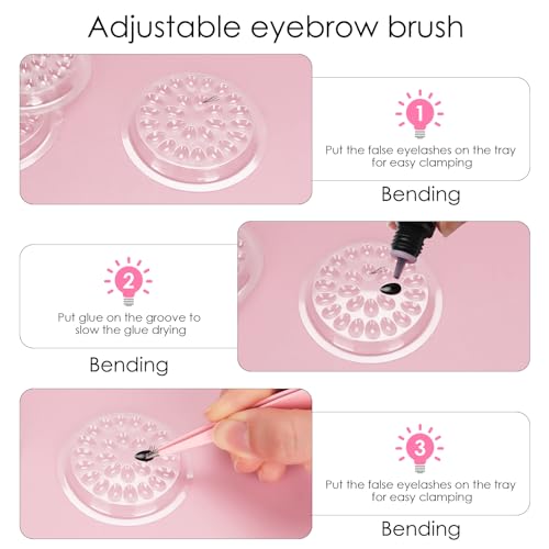 Adorila Conjunto de pinças para mulheres, suportes descartáveis de cola de cílios postiços para exte