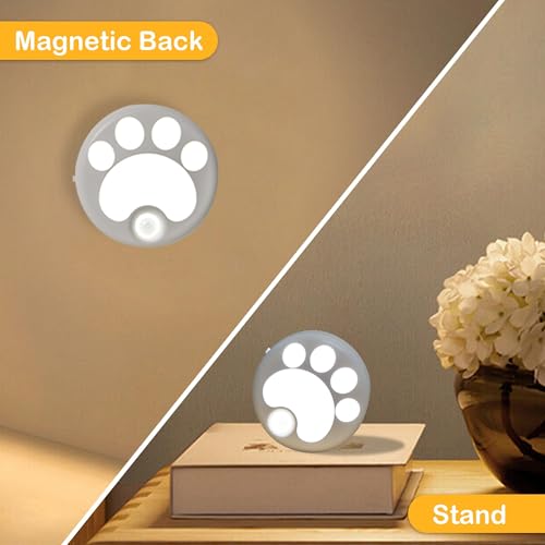 Image of Attivolife Cat Paw Motion Sensor Night Light with Magnetic, USB Rechargeable & Cordless LED Lamp, Cute Kids Wall Light for Hallway, Bedroom, Nursery, Kitchen, Stairway