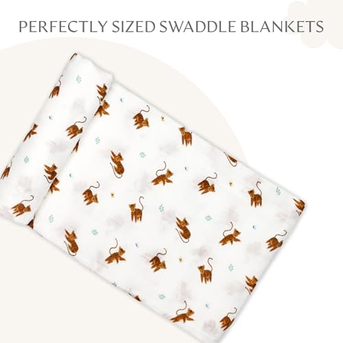Image of Muslin Baby Swaddle - Breathable Receiving Blankets for Newborn Baby, 70% Viscose derived from Bamboo, 30% Spandex, Imported