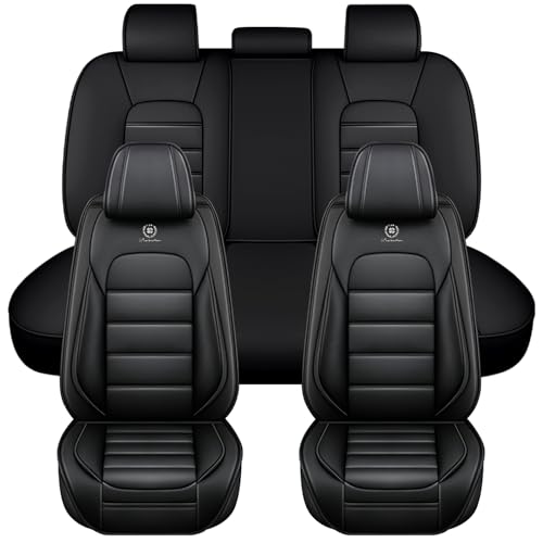 Image of Leather Full Seat Covers for Volkswagen Golf SportWagen 2015-2019, Black