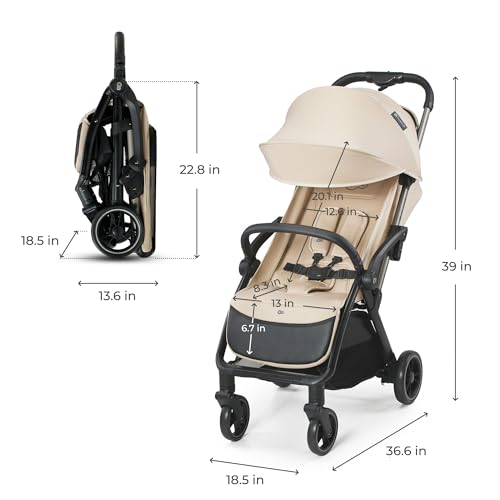 Image of Kinderkraft APINO Lightweight Stroller, Auto Folding, Beige