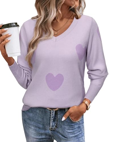 Image of Women's Spring Sweaters 2026 Casual Long Sleeve Pullover V Neck Lightweight Sweatshirts Cute Blouse Tops