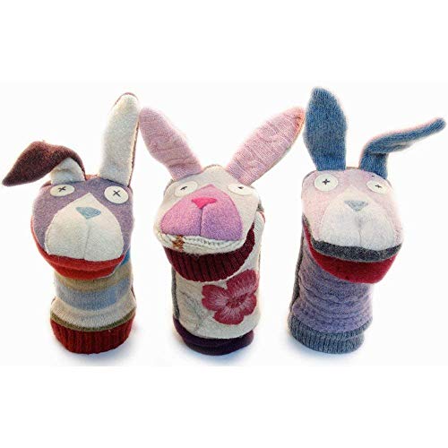 Image of Cate and Levi 12 inch Handmade Bunny Hand Puppet (Premium Reclaimed Wool)