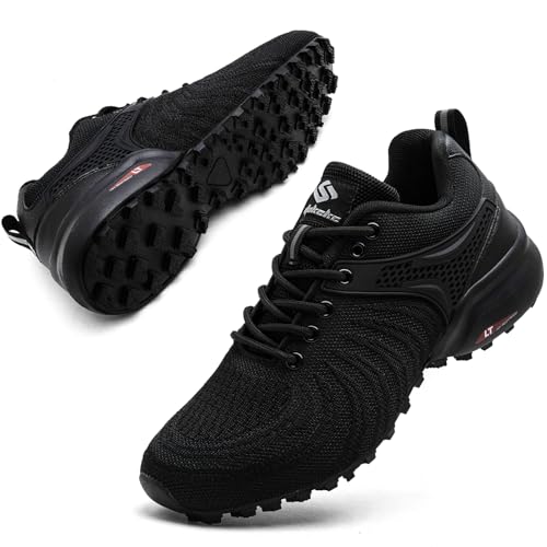 Mufanton Traillaufschuhe Herren Laufschuhe Wanderschuhe Leicht Straßenlaufschuhe Sneaker Trekkingschuhe rutschfeste Outdoor Fitnessschuhe Sportschuhe,Schwarz,EU45