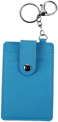 Kaned Wallet Purse, Leather Small Card Case Holder Keychain Slim Bus Card Holder Card Pocket with Keyring,blue