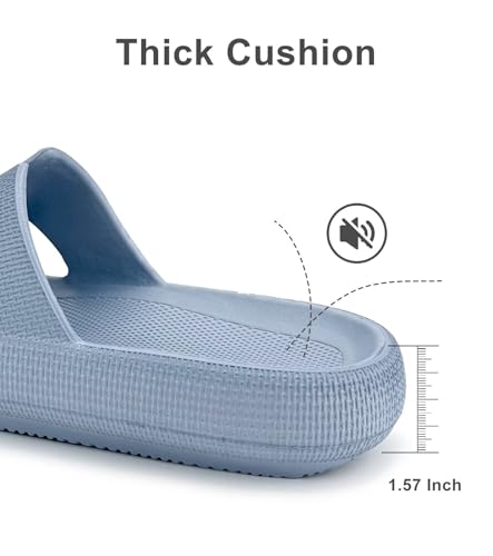 Image of Pillow Slippers for Women House Shower Foam Cushion Slides, Women's Comfy Cloud Recovery Slide, H Sandals for Womens with Non-Slip Lightweight Soft