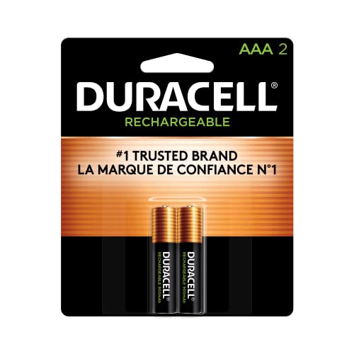 Image of Duracell Rechargeable AAA Batteries, 2 Count (Pack of 1), Triple A Battery for Long-lasting Power, All-Purpose Pre-Charged Battery for Household and Business Devices