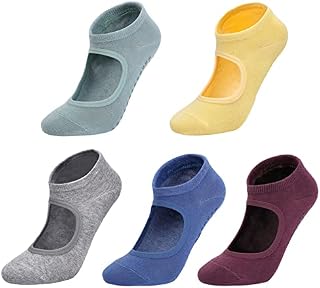 Panegy 5 Pairs Yoga Socks for Women Non Slip Socks with Grips for Pilates Ballet Barre