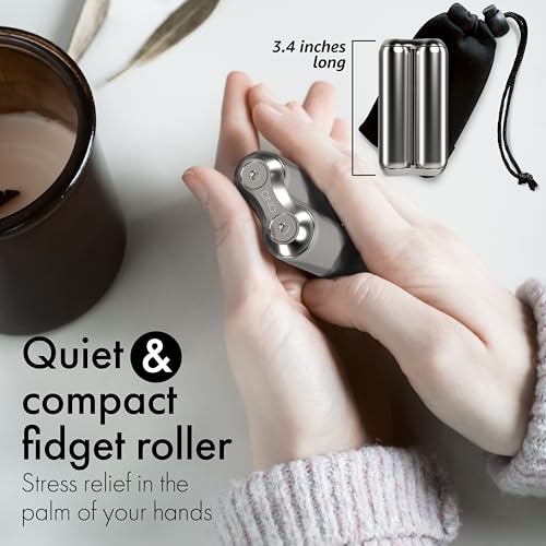 Image of ONO Roller - Handheld Fidget Toy for Adults | Help Relieve Stress, Anxiety, Tension | Promotes Focus, Clarity | Compact, Portable Design (Natural, Full Size - Stainless Steel)