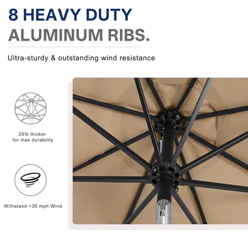 Image of ABCCANOPY Durable Solar Led Patio Umbrellas with 32LED Lights 9FT (Tan)