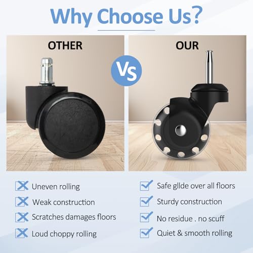 Apllamo CASTER WHEELS ，Casters Set Of 4 Ball Bearing Steel Stem,Casters For Furniture Legs Using thumb #3