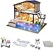 CUTEROOM DIY Miniature Dollhouse Kit Handmade Wooden Dolls House Kit with Furniture-Large Villa & LED Lights Music Box (A066)