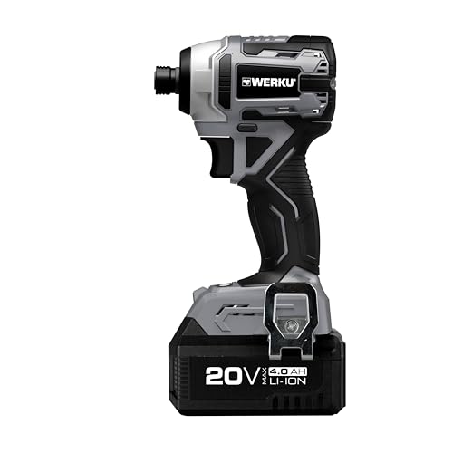 Werku WK403680, Atornillador-Percutor Inalámbrico, Calidad Profesional, Potencia 20 V, Motor Brushless, Función Atornillado Con Percusión, Sistema Luz LED Visión, No Incluye Batería y Cargador