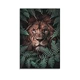 Lion Jungle Animal Fantasy Cool Aesthetic Poster Canvas Wall Art Aesthetic Posters & Prints Wall Decor for Bedroom Living Room Paintings Pictures Wall Decor Framed Unframed 12x18inch(30x45cm)