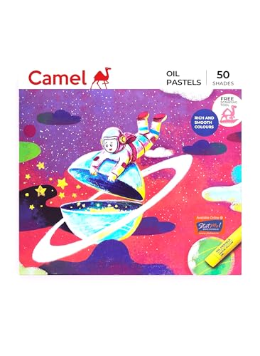 Image of Camel Oil Pastels 50 Shades | Smooth & Vibrant Colours | Soft Texture for Easy Blending | Ideal for Students, Artists & School Art Projects