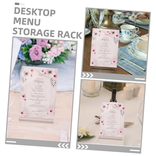 Porte-menu A6 transparent acrylique double face stable en T - 6