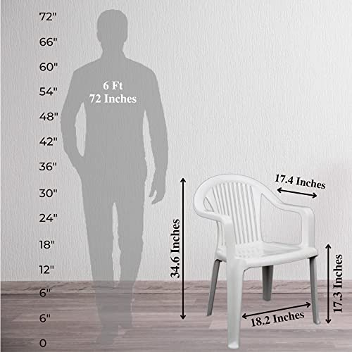 Image of ITALICA Premium Plastic Arm Chair for Home, Office, Living Room /Matte Finish Plastic Outdoor Chair /Patio Chairs for Balcony | Suitable for Indoor & Outdoor (9201, White, Set of 6 Chair, LFS)