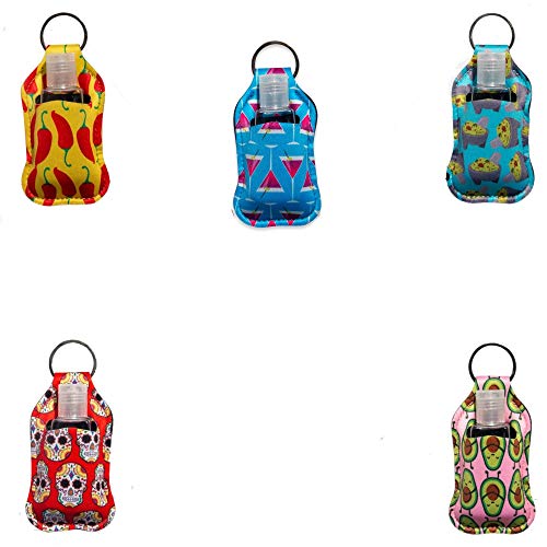 Cirko Sanitizer Holder New Fashion Trendy Keychains with Portable Empty 5 Pack Size Plastic Bottle Refillable Containers Holder for Sanitizer, Alcohol, Lotion, Soap, Bulk Liquids, Hygiene outdoor