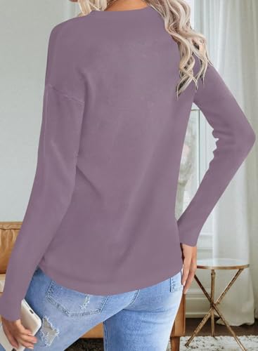 Image of QACOHU Women's Fall Sweater 2025 Crew Neck Long Sleeve Casual Pullover Knitted Sweater Tops