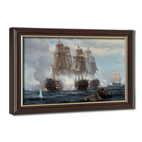 Poster Bataille de Trafalgar De Martino tableau sur toile 61x91.4 cm