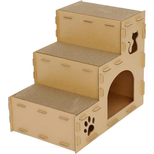 Wyazziv 猫ハウス 段ボール 爪研ぎ キャットタワー 階段 猫用爪とぎ 猫ハウス ステップ キャットハウス 猫箱 猫ベッド 猫爪とぎボックス ネコファー 二層 組み立て式 簡単組み立て ストレス解消 通気 ペットハウス