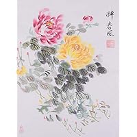 油彩画　「　牡丹　貴婦人　」　額付　原画 西洋アンティーク 聖母マリア 油彩画