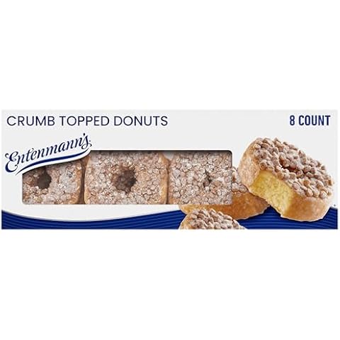 Entenmann's Crumb Topped Donuts, 8 count, (1.94 oz each), Glazed Donuts, 15.5 oz Box Cover