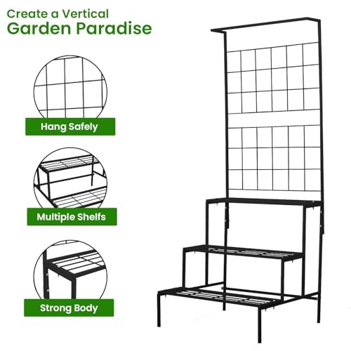 Image of Bee Creative Plant Stands for Outdoor Balcony, Flower Pot Stand for Indoor Plants, Large Metal Planter Stand for Living Room, home decor, Indoor & Outdoor plants Stand (3 STEP B)