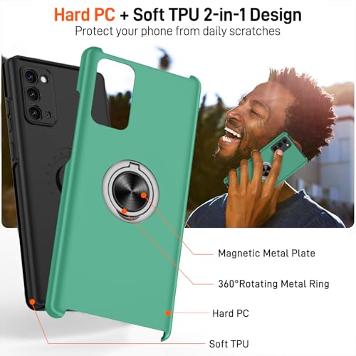 Coque Samsung Note 20 anti chute avec anneau de maintien vert