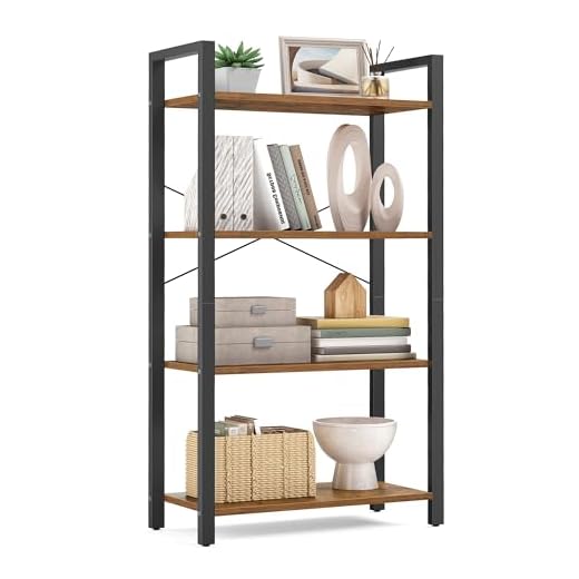 VASAGLE 4-Tier Industrial Style Bookshelf