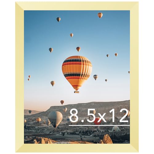 Image of JCJMY 8.5x12 Picture Frame Gold for Wall Hanging or Tabletop, Wall Mounting Horizontally or Vertically, 8.5 x 12 Wall Gallery Poster Photo Frame with Shatter Resistant Plexiglass, Gold