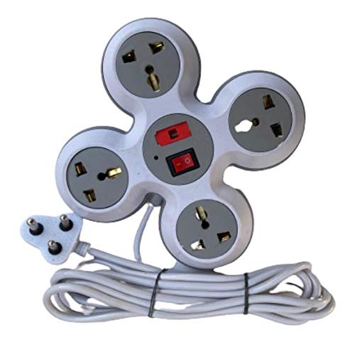 MLU 4+1 Round Strip 4 mtr Extension Cord;6 Amp 4 Universal Multi Plug Point Extension Board with LED Indicator-image-44