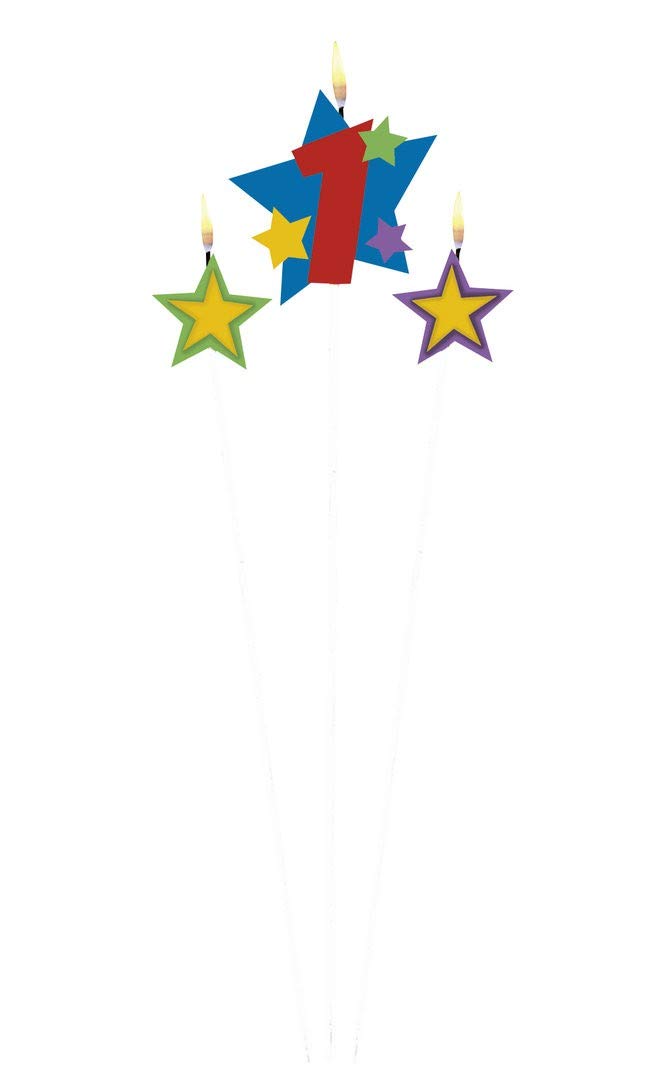 Amscan - Candele per compleanno, 1 stella, 3 pezzi