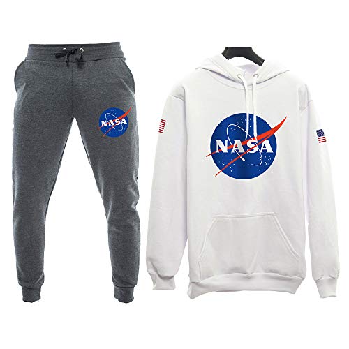 Kit Moletom Canguru + Calça Nasa Banderia Usa Tumblr Estrela (M, BRANCO/CHUMBO)