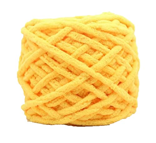 Image of Super Thick Fluffy Jumbo Polyester Baby Blanket Chenille Yarn For Knitting,Crochet&Home Decor Projects,Afghans,Throw Pillows,Cushions&Blankets -100 Gms 6Mm Thickness Golden Yellow