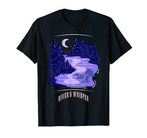 River's Whisper Cool Retro Moon River Designs Presente Camiseta