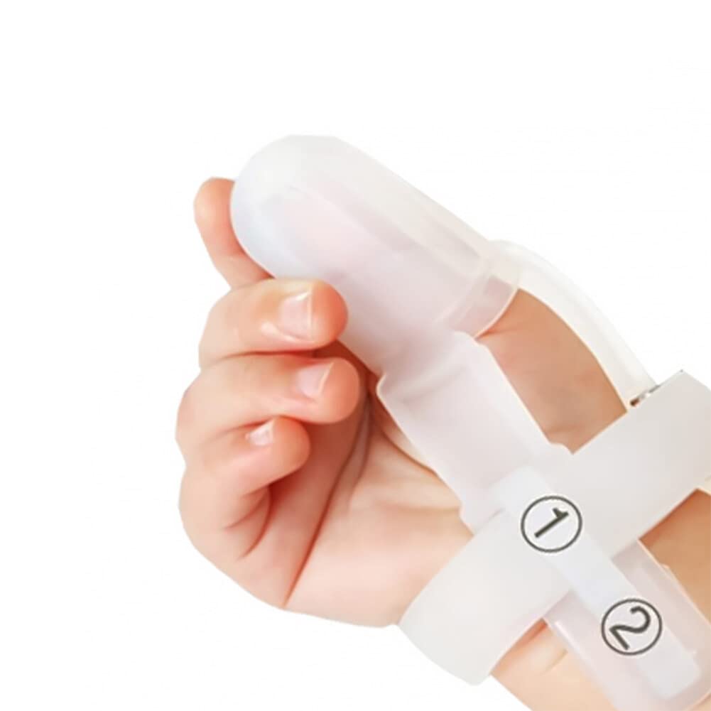 Pollice Succhiare Prevenzione per Bambino Silicone Regolabile Pollice Succhiare Finger Protector Morso Massaggiagengive per Neonato 1-5 anni Bambino