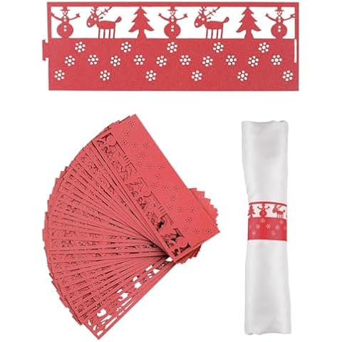 URROMA Christmas Napkin Rings with Snowman and Elk Cover