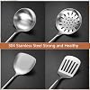 304 Stainless Steel Kitchen Utensils Set, 4 Pcs Long Cooking Utensils Set with Wooden Handle, Large Heat Resistant Kitchen Tools(Dishwasher Safe) #3