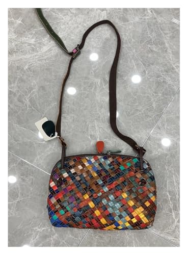 Women Bag Colourful Purse Weave Crossbody Leather Shoulder Zip Bag Designer Vintage Ladies Handbags2
