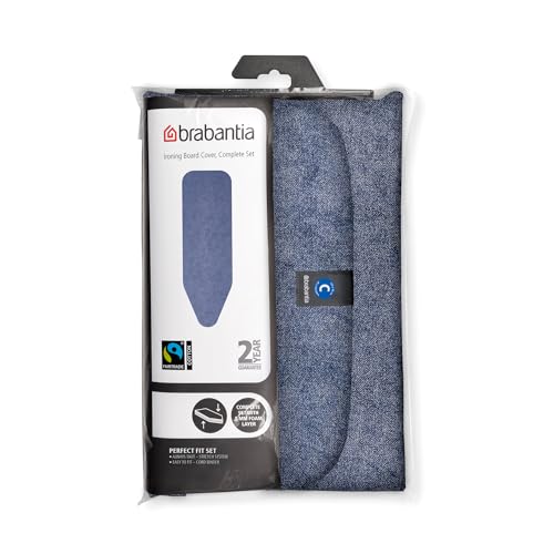 Image of Brabantia Replacement Ironing Board Cover | All-in-One Set | Fits XL Comfort Board (Size C) | Fairtrade Denim Blue Cover | 100% Cotton Cover + Foam Padding Layer Ironing Board C