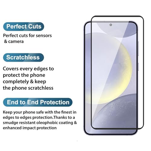 Image of POPIO Military-Grade Gorilla Tempered Glass For Samsung Galaxy S24 Plus / S25 Plus (Black) 9H Hardness, Edge-to-Edge Full Coverage, Anti-Scratch, Bubble-Free, Ultra Clear HD Glass, Oleophobic Coating, Face ID Compatible