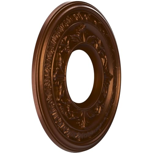 Image of Ekena Millwork CMP10BACDC Baltimore Thermoformed PVC Ceiling Medallion (Fits Canopies up to 4 1 /4 inch), 10 inchOD x 3 1 /2 inchID x 3 /4 inchP, Metallic Dark Copper