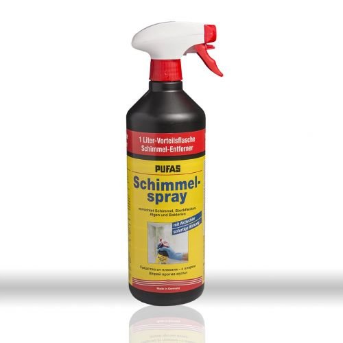 Pufas 5404000 Schimmelspray Antischimmelspray zum schnellen und gründlichen Entfernen von Schimmel, Grünbelägen, Stockflecken, Bakterien und Algen, 6x 1L