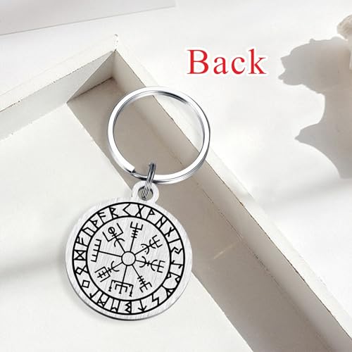 Image of Alotozo Norse Viking Keychain for Men Women - Compass, Tree of Life, Wolf, Odin, Ravens Mythology Gift for Birthday Christmas