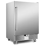 Outdoor Refrigerator 24 Inch Wide, Stainless Steel Beverage Refrigerator 176 Can for Undercounter Built-in or Freestanding, for Home and Patio, Water Proof, Fast Cooling, Low Noise, 37-65 °F
