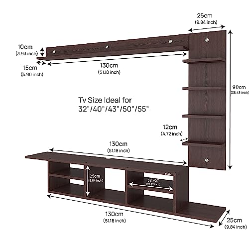 Image of Anikaa Charley Engineered Wood Wall Mount TV Unit /TV Stand /Wall Set Top Box Stand /TV Cabinet /TV Entertainment Unit (Wenge)(Ideal for Upto 55 inch)(D.I.Y)