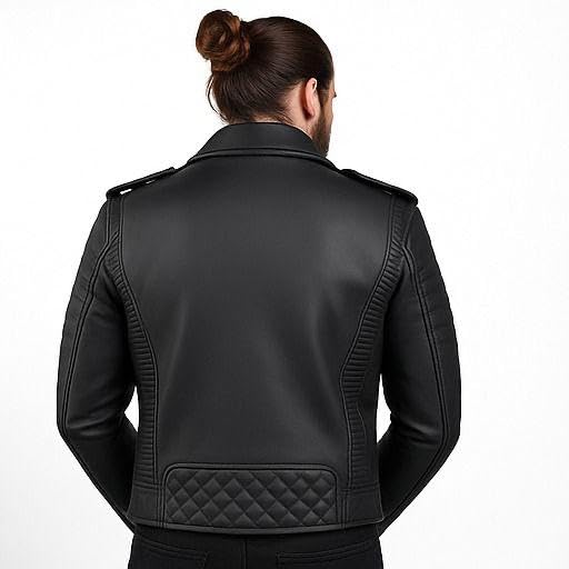 QULVANI Men's Black Quilted Biker Jacket - Image 5
