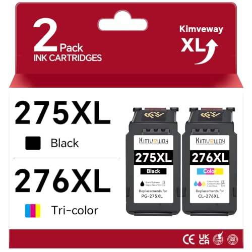 Image of PG-275XL CL-276XL Ink Cartridges Combo Pack Replacement for Canon Ink 275 and 276 PG275 CL276 PG-275 CL-276 Work with PIXMA TS3520 TS3522 TS4722 TS3720 TR4720 Printer (2-Cartridges Black, Color)